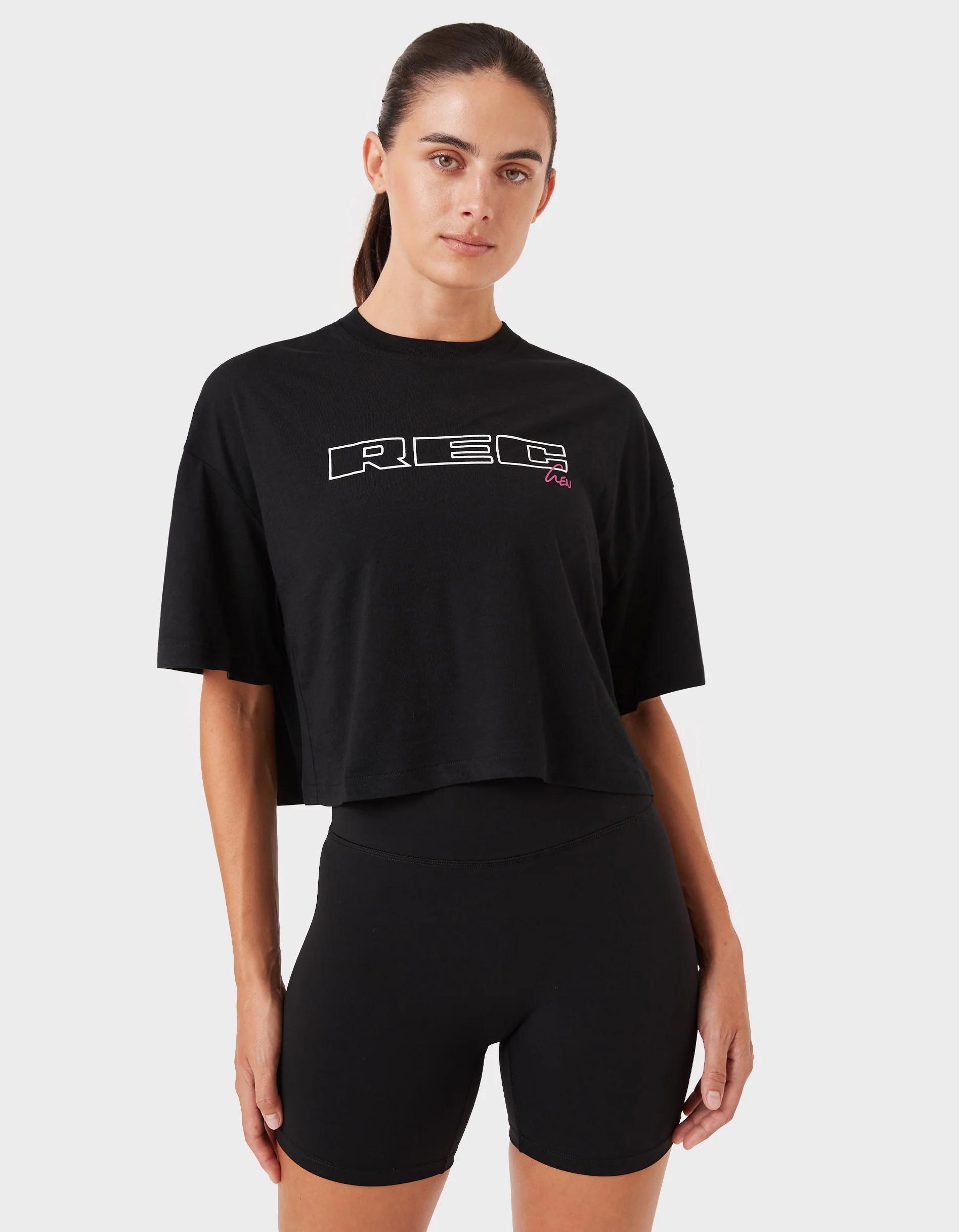 Oxy Float Crop Tee Black